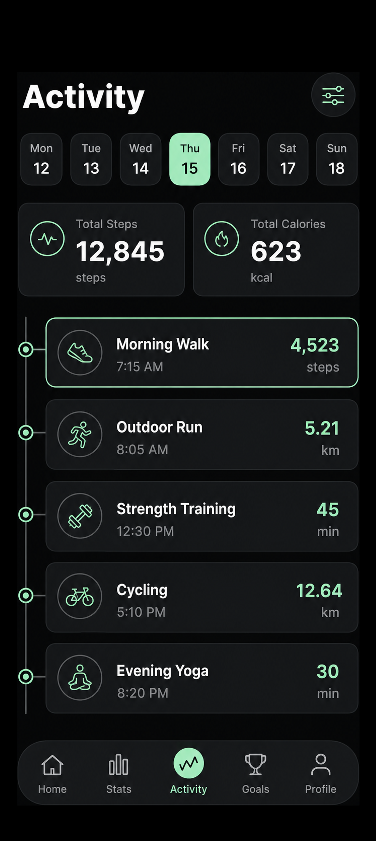 activity app screen
